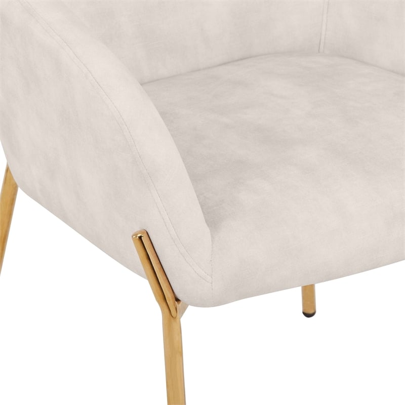Upholstered Dining Chair in Velvet with Gold Chrome Iron in Beige