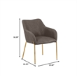 Upholstered Dining Chair in Fabric with Gold Chrome Iron in Charcoal