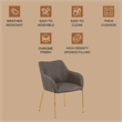 Upholstered Dining Chair in Fabric with Gold Chrome Iron in Charcoal