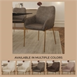 Upholstered Dining Chair in Fabric with Gold Chrome Iron in Charcoal