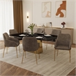 Upholstered Dining Chair in Fabric with Gold Chrome Iron in Charcoal