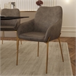 Upholstered Dining Chair in Fabric with Gold Chrome Iron in Charcoal