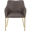 Upholstered Dining Chair in Fabric with Gold Chrome Iron in Charcoal