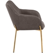 Upholstered Dining Chair in Fabric with Gold Chrome Iron in Charcoal