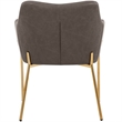 Upholstered Dining Chair in Fabric with Gold Chrome Iron in Charcoal
