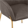 Upholstered Dining Chair in Fabric with Gold Chrome Iron in Charcoal