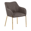 Upholstered Dining Chair in Fabric with Gold Chrome Iron in Charcoal