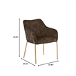 Upholstered Dining Chair in Velvet with Gold Chrome Iron in Brown