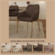 Upholstered Dining Chair in Velvet with Gold Chrome Iron in Brown