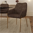 Upholstered Dining Chair in Velvet with Gold Chrome Iron in Brown