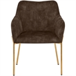 Upholstered Dining Chair in Velvet with Gold Chrome Iron in Brown