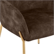 Upholstered Dining Chair in Velvet with Gold Chrome Iron in Brown