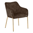 Upholstered Dining Chair in Velvet with Gold Chrome Iron in Brown