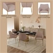 Upholstered Dining Chair in Fabric with Gold Chrome Iron in Taupe