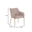 Upholstered Dining Chair in Fabric with Gold Chrome Iron in Taupe
