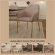 Upholstered Dining Chair in Fabric with Gold Chrome Iron in Taupe