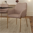 Upholstered Dining Chair in Fabric with Gold Chrome Iron in Taupe
