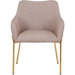 Upholstered Dining Chair in Fabric with Gold Chrome Iron in Taupe
