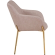 Upholstered Dining Chair in Fabric with Gold Chrome Iron in Taupe