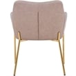 Upholstered Dining Chair in Fabric with Gold Chrome Iron in Taupe