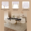 Upholstered Dining Chair in Fabric with Gold Chrome Iron in White