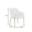 Upholstered Dining Chair in Fabric with Gold Chrome Iron in White