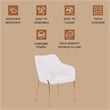 Upholstered Dining Chair in Fabric with Gold Chrome Iron in White