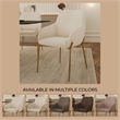 Upholstered Dining Chair in Fabric with Gold Chrome Iron in White