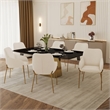 Upholstered Dining Chair in Fabric with Gold Chrome Iron in White