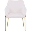 Upholstered Dining Chair in Fabric with Gold Chrome Iron in White