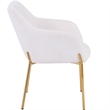 Upholstered Dining Chair in Fabric with Gold Chrome Iron in White