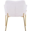 Upholstered Dining Chair in Fabric with Gold Chrome Iron in White