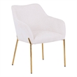 Upholstered Dining Chair in Fabric with Gold Chrome Iron in White