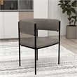 Dining Chair in Leather with Open-Back and Powder Coated Iron Legs in Charcoal