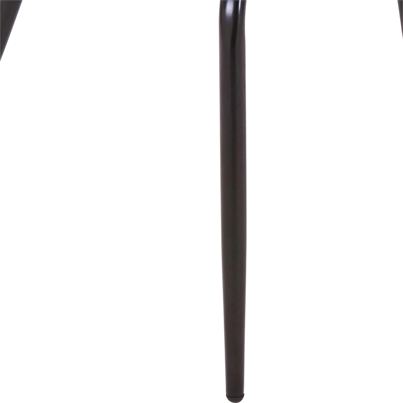 Dining Chair in Leather with Open-Back and Powder Coated Iron Legs in Charcoal