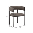 Dining Chair in Leather with Open-Back and Powder Coated Iron Legs in Charcoal