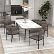 Dining Chair in Leather with Open-Back and Powder Coated Iron Legs in Charcoal