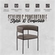 Dining Chair in Leather with Open-Back and Powder Coated Iron Legs in Charcoal