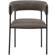 Dining Chair in Leather with Open-Back and Powder Coated Iron Legs in Charcoal