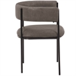 Dining Chair in Leather with Open-Back and Powder Coated Iron Legs in Charcoal