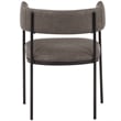 Dining Chair in Leather with Open-Back and Powder Coated Iron Legs in Charcoal