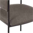 Dining Chair in Leather with Open-Back and Powder Coated Iron Legs in Charcoal