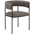 Dining Chair in Leather with Open-Back and Powder Coated Iron Legs in Charcoal