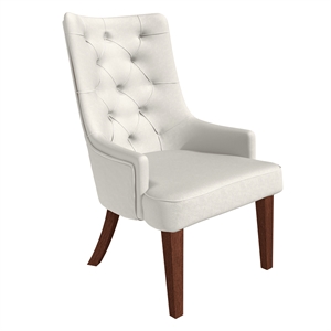 Velvet Dining Chair Diamond-Tufted Side Chair in Rubberwood in Beige