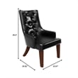 Leather Dining Chair Diamond-Tufted Side Chair in Rubberwood in Charcoal Gray