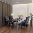 Leather Dining Chair Diamond-Tufted Side Chair in Rubberwood in Charcoal Gray