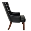 Leather Dining Chair Diamond-Tufted Side Chair in Rubberwood in Charcoal Gray