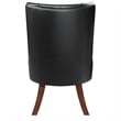 Leather Dining Chair Diamond-Tufted Side Chair in Rubberwood in Charcoal Gray