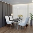 Leather Dining Chair Diamond-Tufted Side Chair in Rubberwood in Light Gray