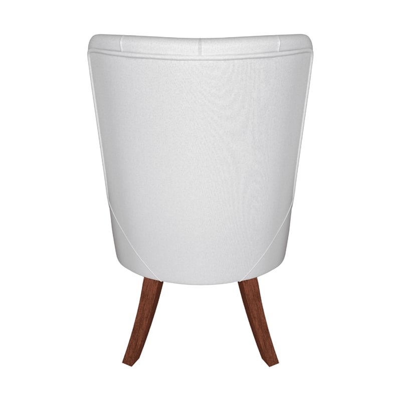 Leather Dining Chair Diamond-Tufted Side Chair in Rubberwood in Light Gray
